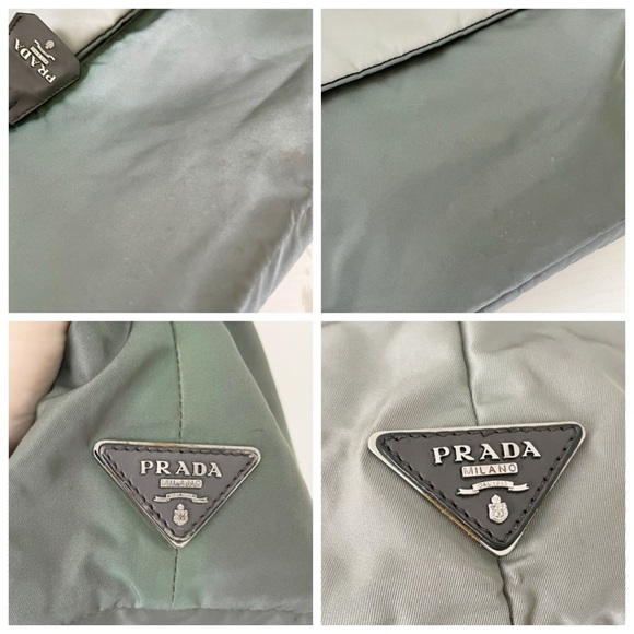 Prada green gray Tessuto nylon reversible travel tote bag - Picture 8 of 13
